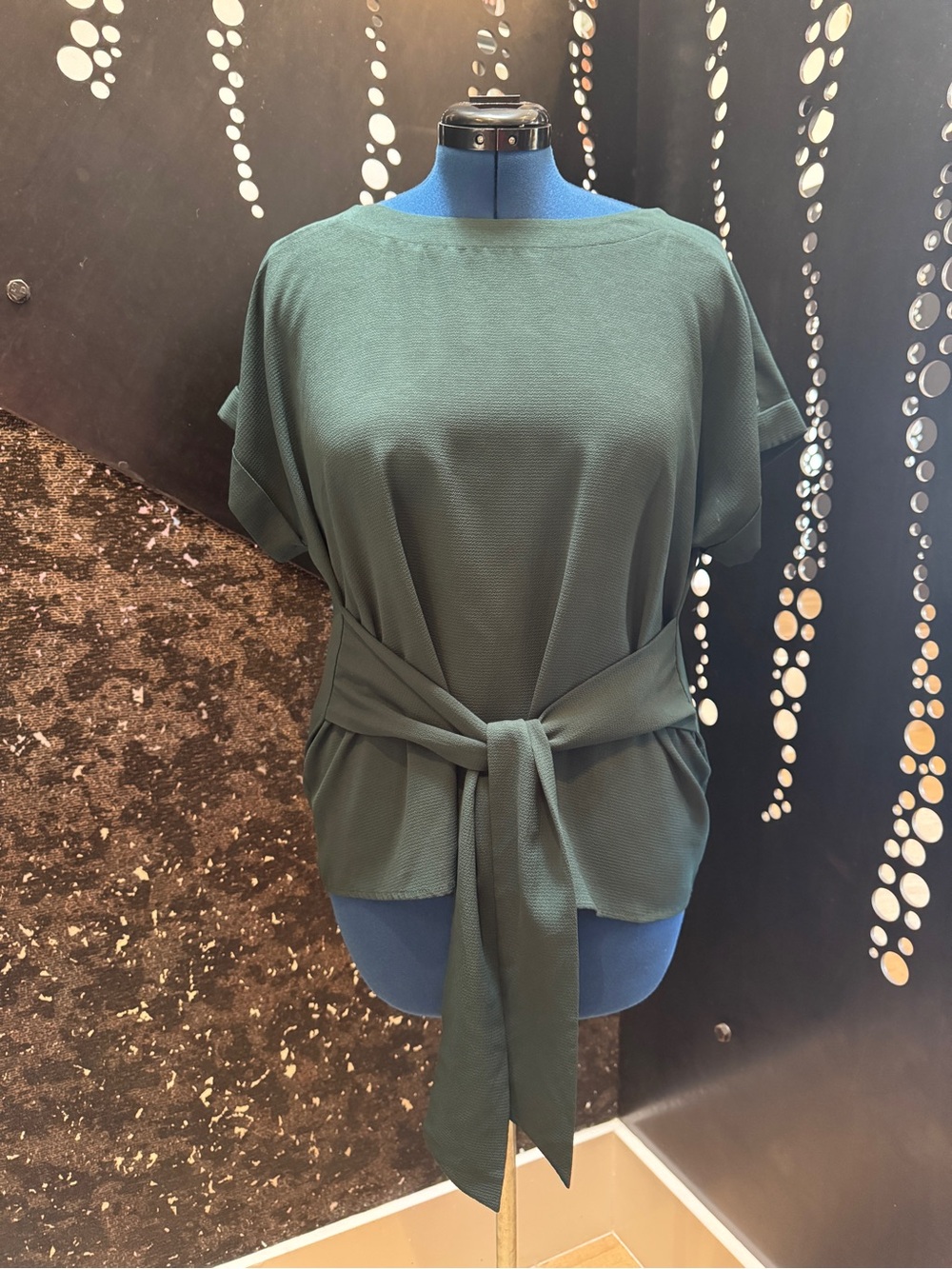 West Kei Forest Green Belted Short Sleeve Tunic